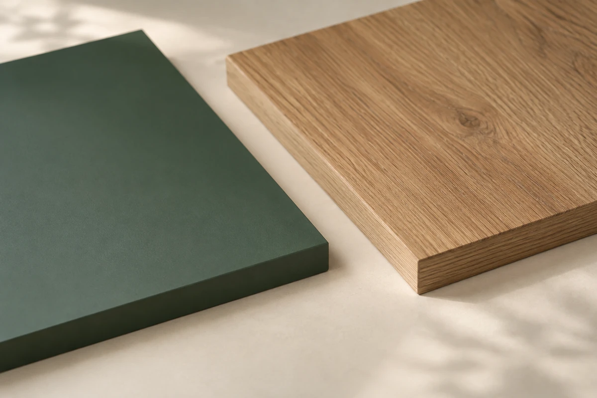 Forest and oak surface samples showing straight board edges